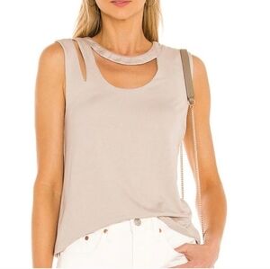 The Hour Piper Revolve nude asymmetrical cutout neckline stretchy tank top